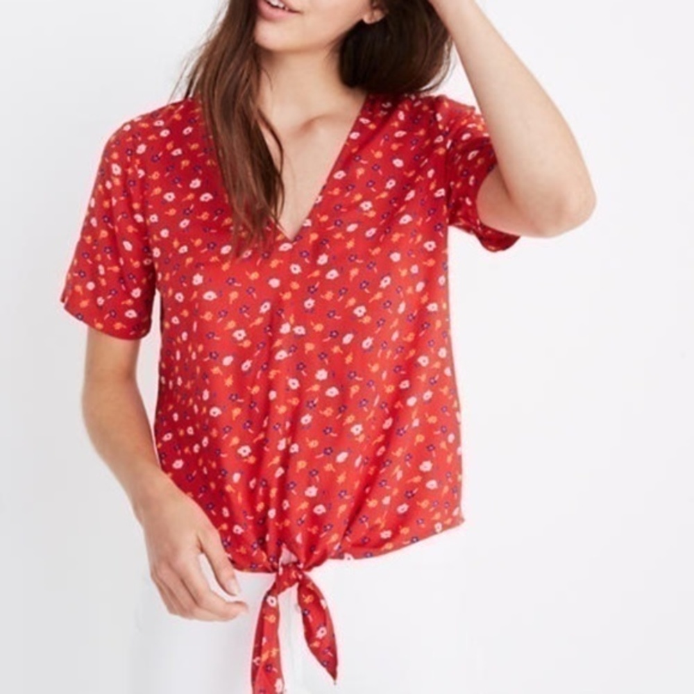 Madewell Novel Tie-Front Top in Prairie Poises